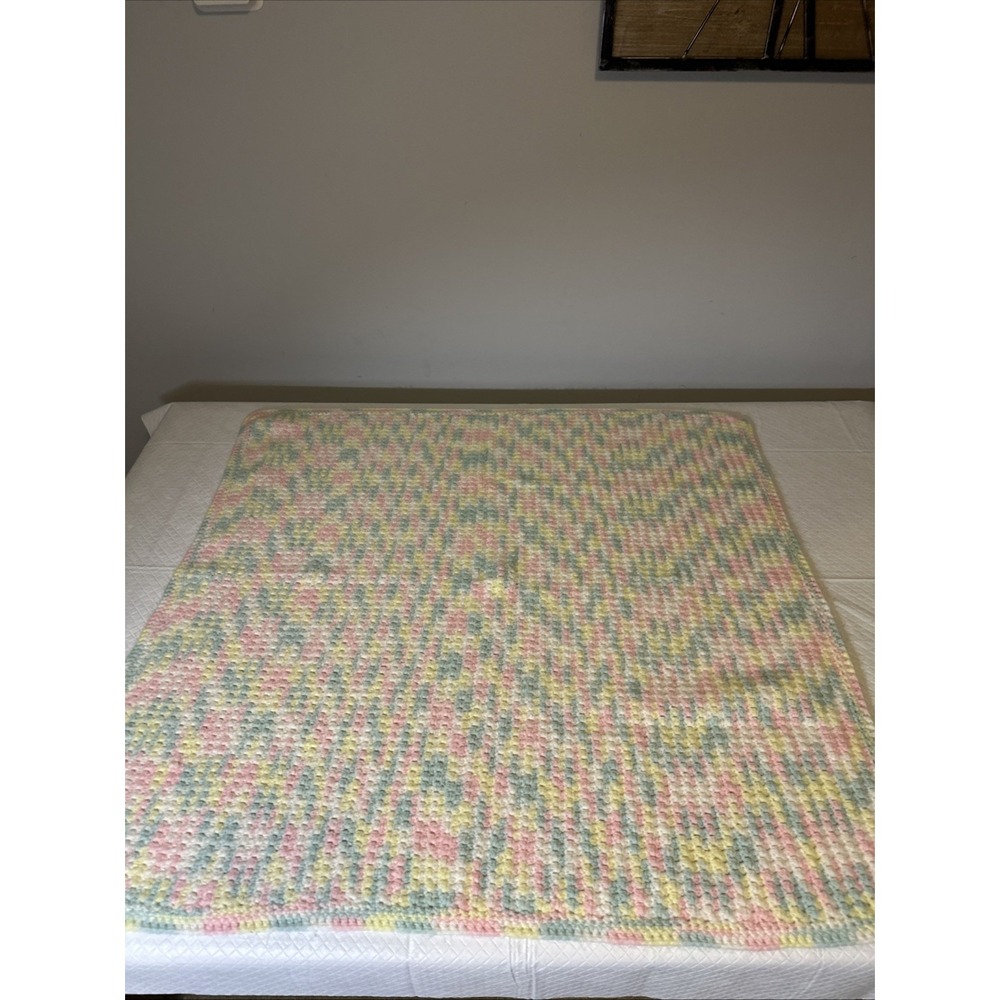 Handmade Crocheted Baby Blanket Carseat Stroller Throw Pastels